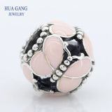 Pink Butterflies Charms 925 Sterling Silver Beads for Jewelry Making