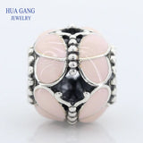 Pink Butterflies Charms 925 Sterling Silver Beads for Jewelry Making