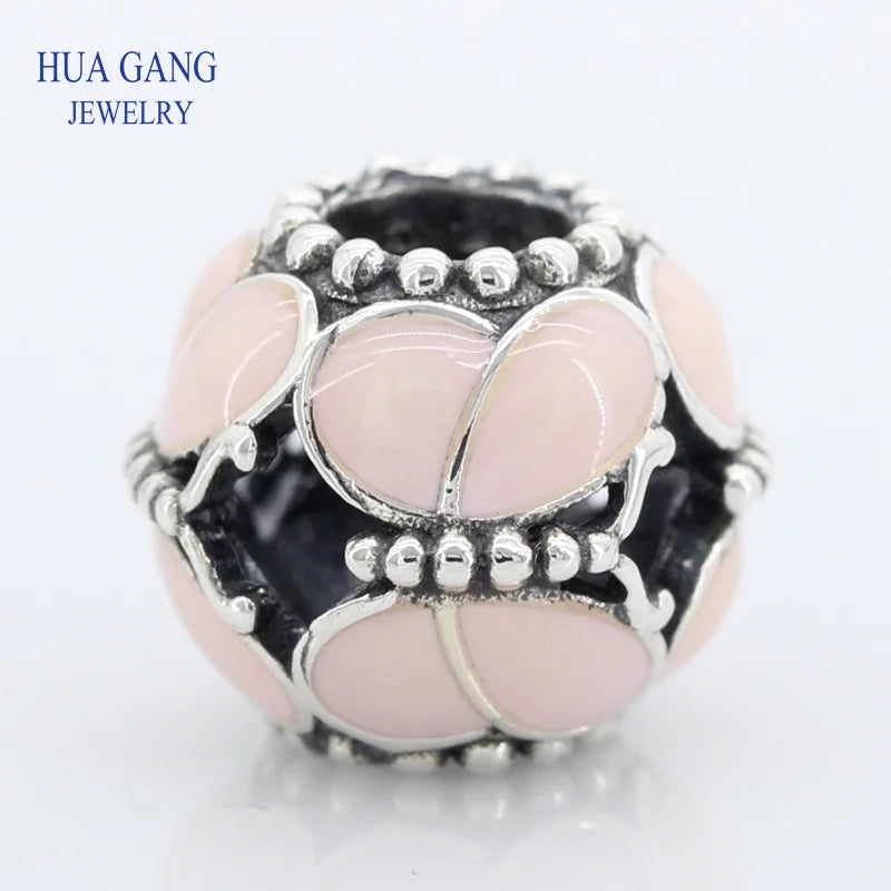 Pink Butterflies Charms 925 Sterling Silver Beads for Jewelry Making