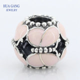 Pink Butterflies Charms 925 Sterling Silver Beads for Jewelry Making