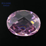 Pink CZ Double Checkerboard Oval Synthetic Gems Cubic Zirconia 3x5~13x18mm
