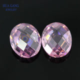 Pink CZ Double Checkerboard Oval Synthetic Gems Cubic Zirconia 3x5~13x18mm