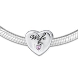 Pink CZ Heart Bead for Charms Bracelets 925 Sterling Silver Autumn
