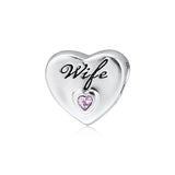 Pink CZ Heart Bead for Charms Bracelets 925 Sterling Silver Autumn