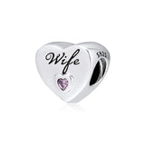 Pink CZ Heart Bead for Charms Bracelets 925 Sterling Silver Autumn