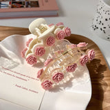 Pink Camellia Flower Hair Claw Acrylic Crab Clip
