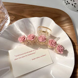 Pink Camellia Flower Hair Claw Acrylic Crab Clip