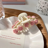 Pink Camellia Flower Hair Claw Acrylic Crab Clip