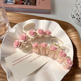 Pink Camellia Flower Hair Claw Acrylic Crab Clip