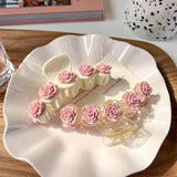 Pink Camellia Flower Hair Claw Acrylic Crab Clip