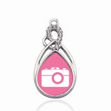 Pink Camera Circle Charm for DIY Jewelry Making