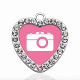 Pink Camera Circle Charm for DIY Jewelry Making