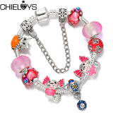 Pink Cartoon Charms Bracelets For Women Children