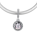 Pink Cat Lady Dangle Charm 925 Silver Beads