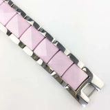 Pink Ceramic Vacuum Gold-plate Bracelet for Arthritis Pain Relief