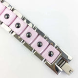 Pink Ceramic Vacuum Gold-plate Bracelet for Arthritis Pain Relief