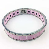 Pink Ceramic Vacuum Gold-plate Bracelet for Arthritis Pain Relief