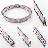 Pink Ceramic Vacuum Gold-plate Bracelet for Arthritis Pain Relief