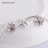 Cherry Blossoms Dangle Beads 925 Silver Jewelry DIY Charms
