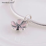 Cherry Blossoms Dangle Beads 925 Silver Jewelry DIY Charms
