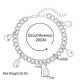 Pink Water Drop Crystal Anklet Cuban Link Chain HipHop Rock Jewelry