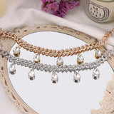 Pink Water Drop Crystal Anklet Cuban Link Chain HipHop Rock Jewelry