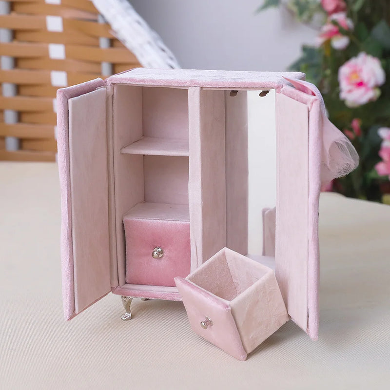 Pink Closet Shape Jewelry Box Bracelet Ring Display Organizer