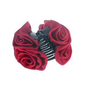 Pink Coffee Red Flowers Hair Claws Jaw Clips for Women