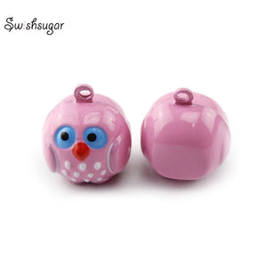 Pink Enamel Cartoon Bells Hanging Bell Charms