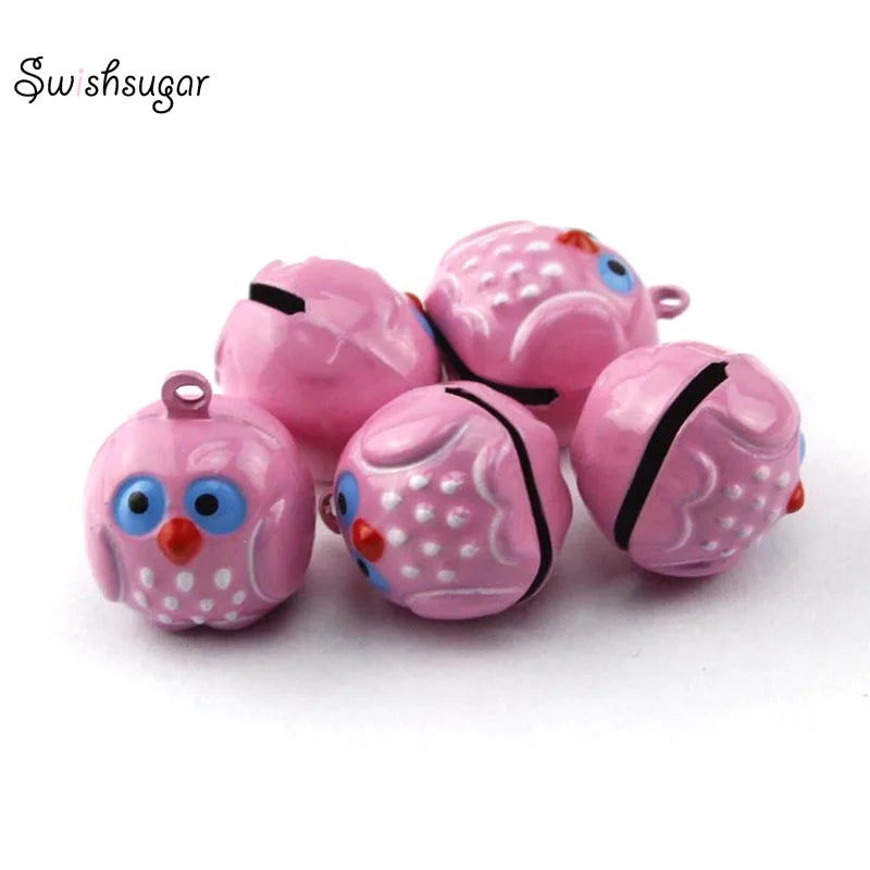 Pink Enamel Cartoon Bells Hanging Bell Charms