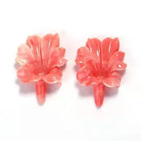 Pink Conch Shell Carved Flowers Women Earrings Beads 33x25x9mm