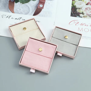 Pink Cotton Bag Paper Jewelry Box Sets Wedding Christmas Earrings Rings Display