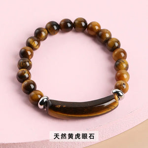 Pink Crystal Bridge Bracelet Green Dongling Tiger Eye Stone Hand String