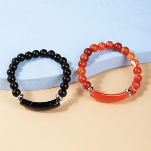 Pink Crystal Bridge Bracelet Green Dongling Tiger Eye Stone Hand String