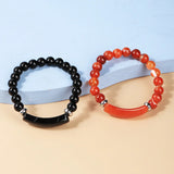 Pink Crystal Bridge Bracelet Green Dongling Tiger Eye Stone Hand String