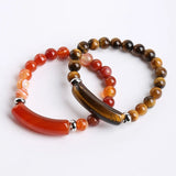 Pink Crystal Bridge Bracelet Green Dongling Tiger Eye Stone Hand String