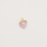 Pink Crystal Charms Brass 18k Plated Heart Pendant Beads DIY Jewelry