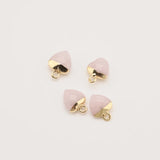 Pink Crystal Charms Brass 18k Plated Heart Pendant Beads DIY Jewelry