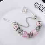 Pink Crystal & Class Beads Charm Bracelets for Women DIY Bangles