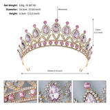Pink Crystal Crown Tiaras Rhinestone Bridal Wedding Hair Jewelry