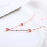 Pink Crystal Necklace Female Strawberry Crystal 925 Sterling Silver