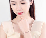 Pink Crystal Heart Bracelet 925 Silver Jewelry