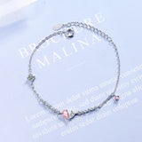 Pink Crystal Heart Bracelet 925 Silver Jewelry