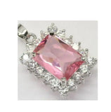 Pink CZ 18KWGP Crystal Pendant & Necklace