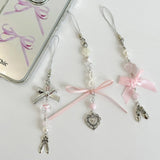 Pink Dance Shoes Keychain Ribbon Bowknot Keyring Bags Backpacks Phone Charm