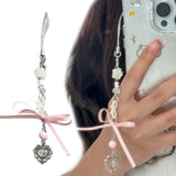 Pink Dance Shoes Keychain Ribbon Bowknot Keyring Bags Backpacks Phone Charm