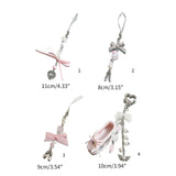 Pink Dance Shoes Keychain Ribbon Bowknot Keyring Bags Backpacks Phone Charm