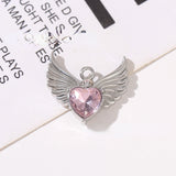 Sweet Heart Girl Pink Diamond Charm Pendant Base Metal DIY Necklace Jewelry