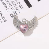 Sweet Heart Girl Pink Diamond Charm Pendant Base Metal DIY Necklace Jewelry