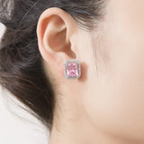 Pink Diamond Gemstone Pendant Earrings 925 Silver Water Drop Necklace Set